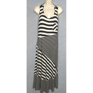 ECI New York Maxi Dress XL  Black White Stripe Sleeveless Stretch Easy Chic Boho